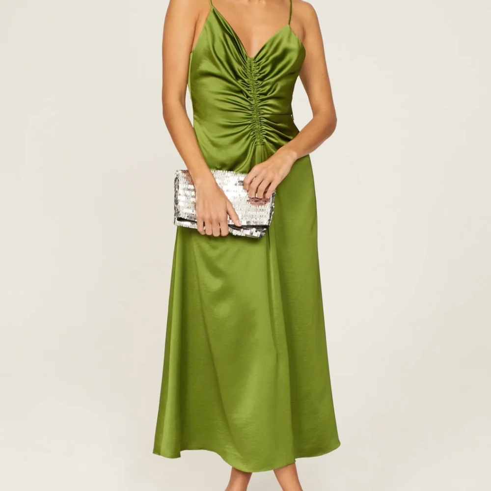 Sandro Elegent Green Zola Midi Dress